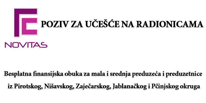 „Новитас” Пирот — Бесплатна финансијска обука за мала и средња предузећа и предузетнице